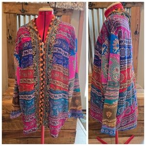 New Sacred Threads Bright Kimono OS Open Front Scarf Pattern